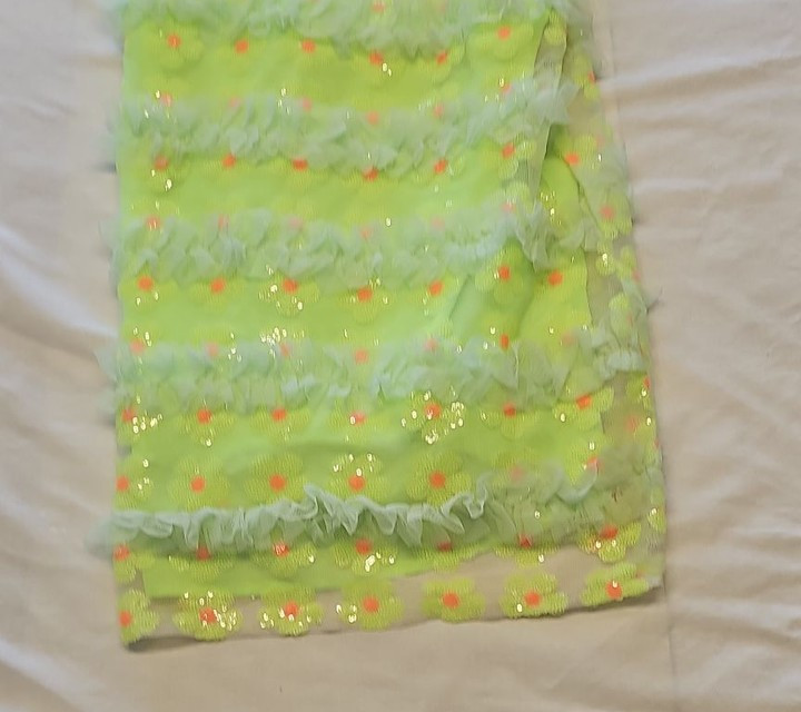 Labelrail x Pose and Repeat Neon Lime Sequin Tulle Mini Dress 12 Y884 - Image 9