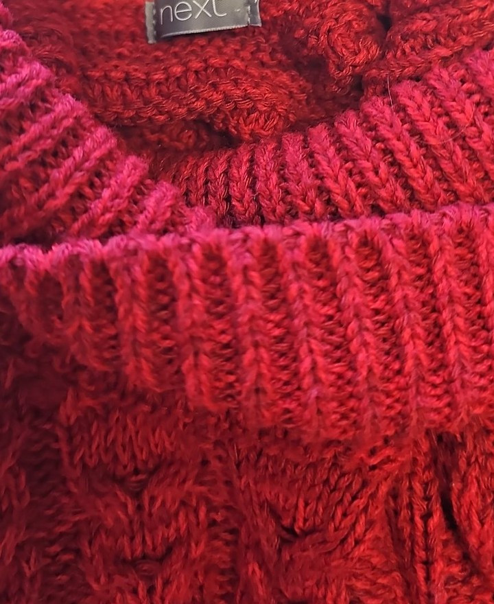 Next Red Cable Knit Turtleneck Poncho with Fringe Detail Y891 - Image 11