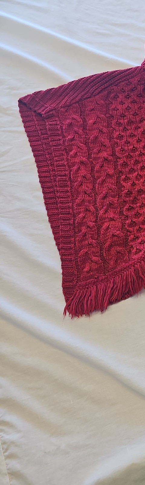 Next Red Cable Knit Turtleneck Poncho with Fringe Detail Y891 - Image 12