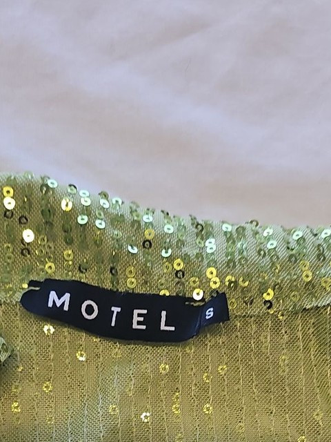 Motel Rocks Lime Green Sequin Long Sleeve Mesh Top Small Z895 - Image 9