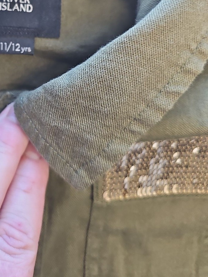 River Island Girls Khaki Green Cropped Utility Shacket with Gold Sequins AA917 - Image 8