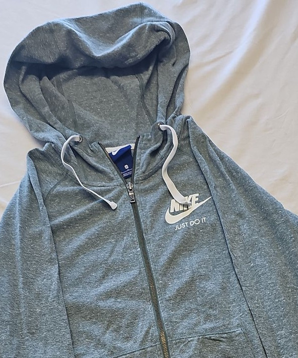 Nike Women's Heather Grey Zip-Up Hoodie 'Just Do It' Graphic AA908 - Image 11