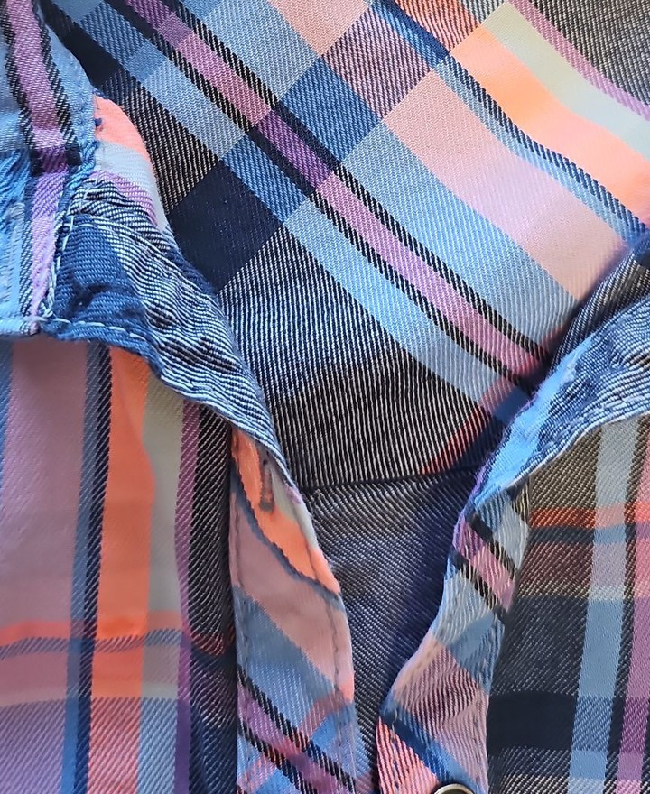 Next Checked Plaid Flannel Shirt in Blue and Pink BB932 - Image 10