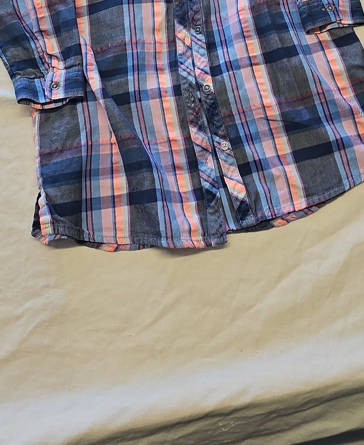 Next Checked Plaid Flannel Shirt in Blue and Pink BB932 - Image 12