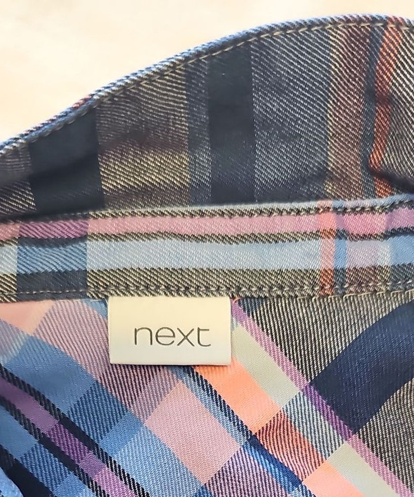 Next Checked Plaid Flannel Shirt in Blue and Pink BB932 - Image 9