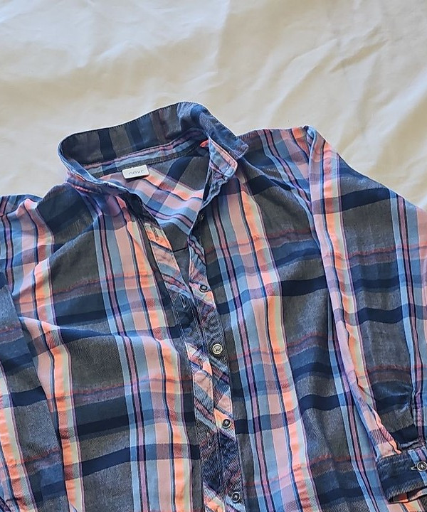 Next Checked Plaid Flannel Shirt in Blue and Pink BB932 - Image 11