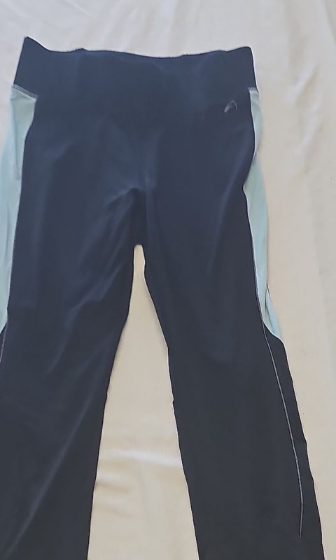 F&F Active Women's Cropped Leggings Black with Light Blue Contrast uk10 MM36 - Image 5