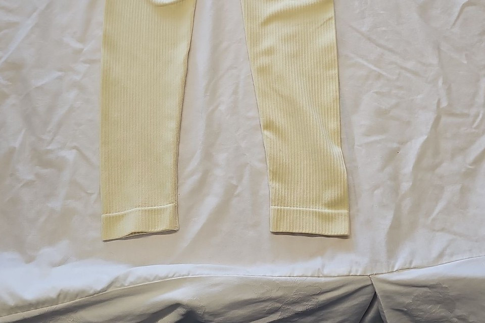 Primark Work Out Pale Yellow Ribbed High-Waisted Seamless Leggings uk 10/12 LL26 - Image 7
