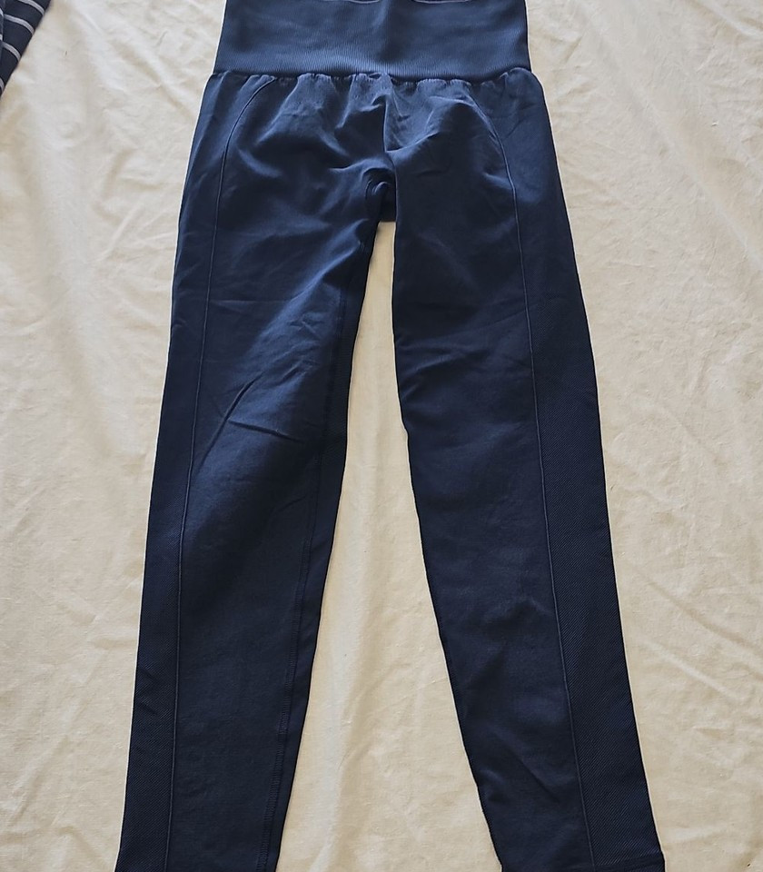 High-Waisted Seamless Performance Leggings in Navy Blue size approx 10 LL22 - Image 6