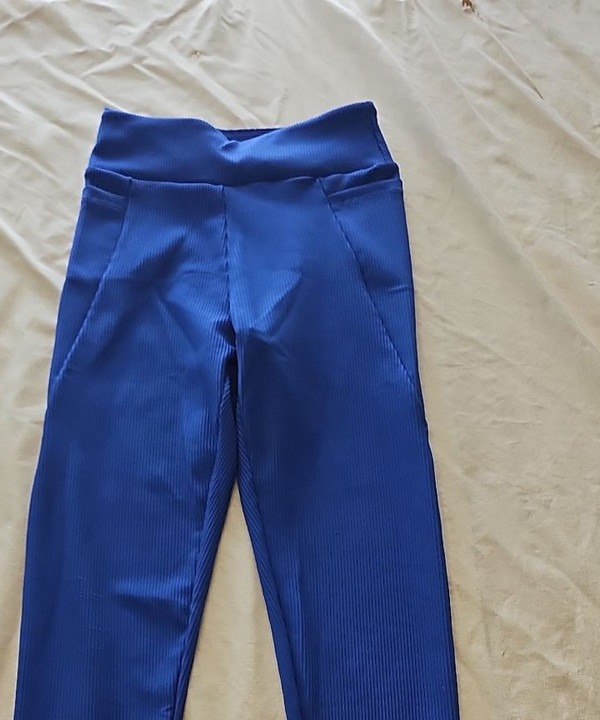 South Beach Royal Blue Ribbed Seamless Performance Leggings size 8 LL24 - Image 7