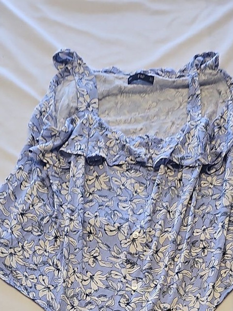 F&F Blue Floral Tie-Front Sleeveless Blouse UK16 KK209 - Image 6