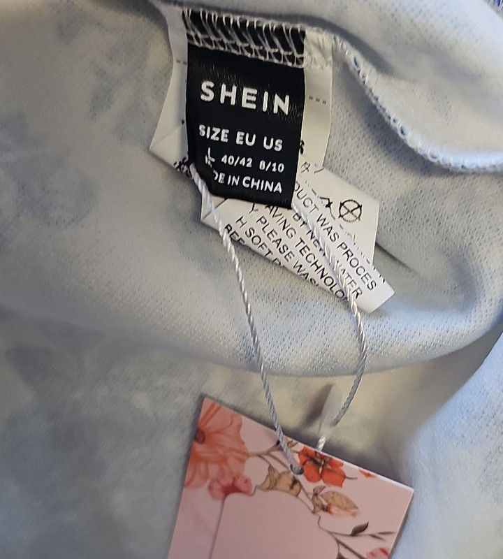 SHEIN MOD Blue Toile Floral Print Midi Dress with Slit size 8/10 KK206 - Image 9