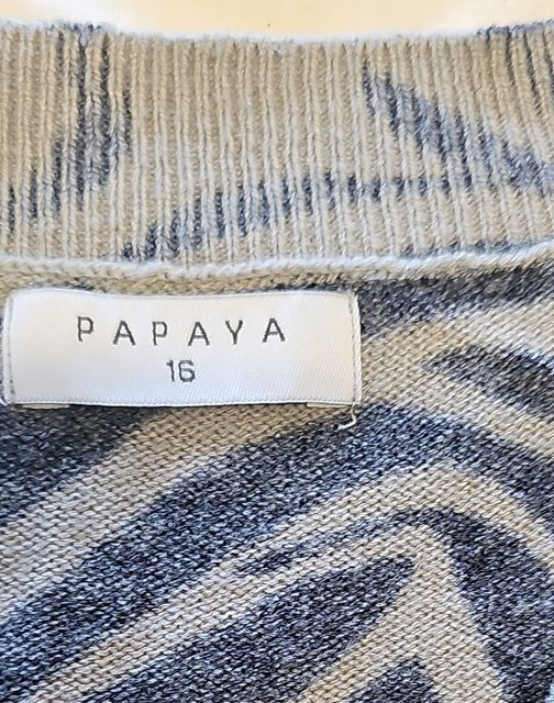 Papaya Zebra Print V-Neck Knitted Jumper size 16 KK192 - Image 9