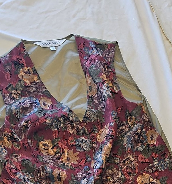 Vintage Amaranto Floral Tapestry Waistcoat - Size 12 KK187 - Image 11