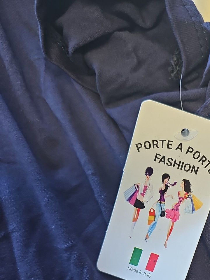 Porte A Porte Fashion Navy Blue Lagenlook Tunic Top - Made in Italy Kk186 - Image 8