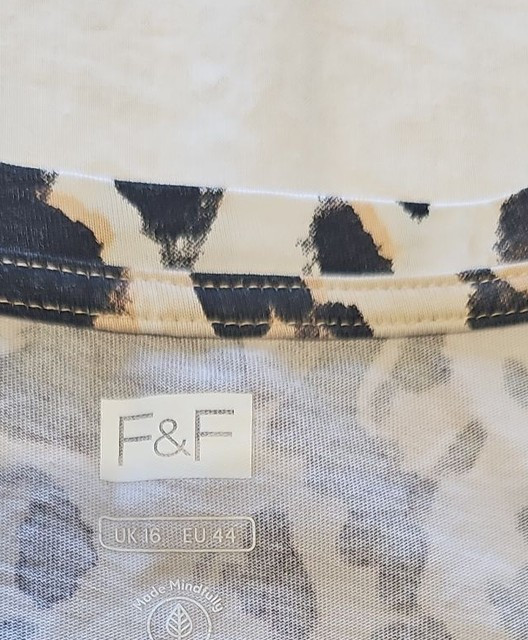 F&F Women's Leopard Print Cotton T-Shirt Size UK 16 GG994 - Image 7
