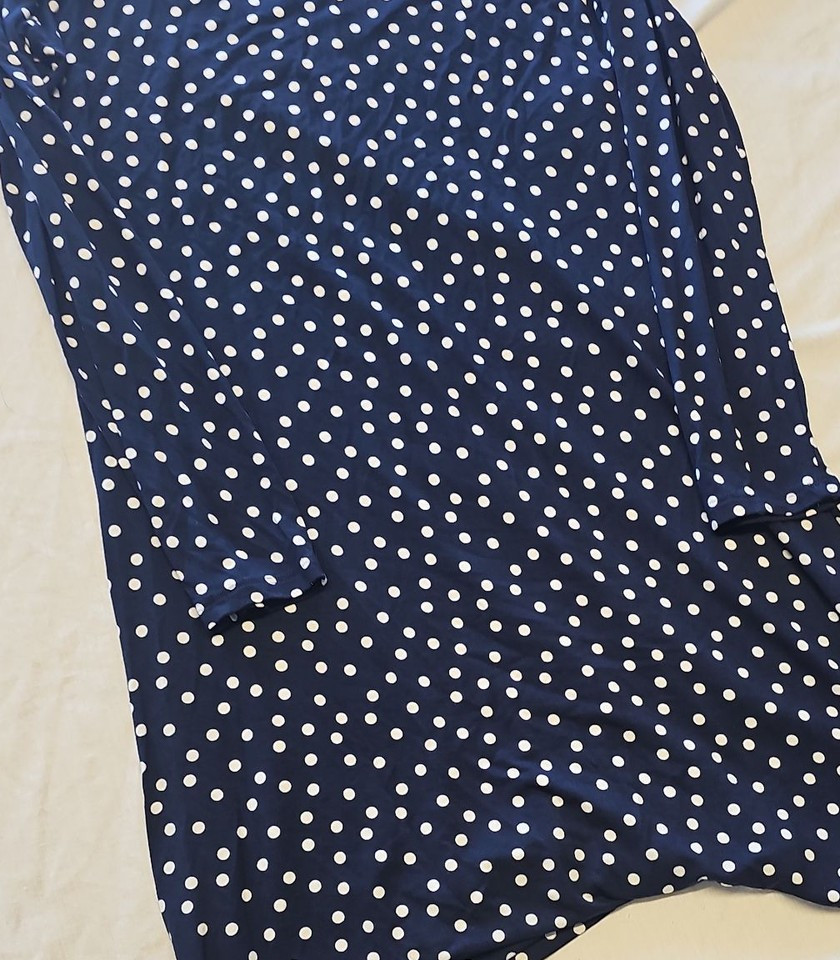 Marks & Spencer Navy Polka Dot Jersey Midi Skirt uk10 GG989 - Image 11