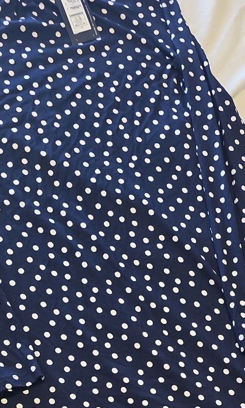 Marks & Spencer Navy Polka Dot Jersey Midi Skirt uk10 GG989 - Image 12
