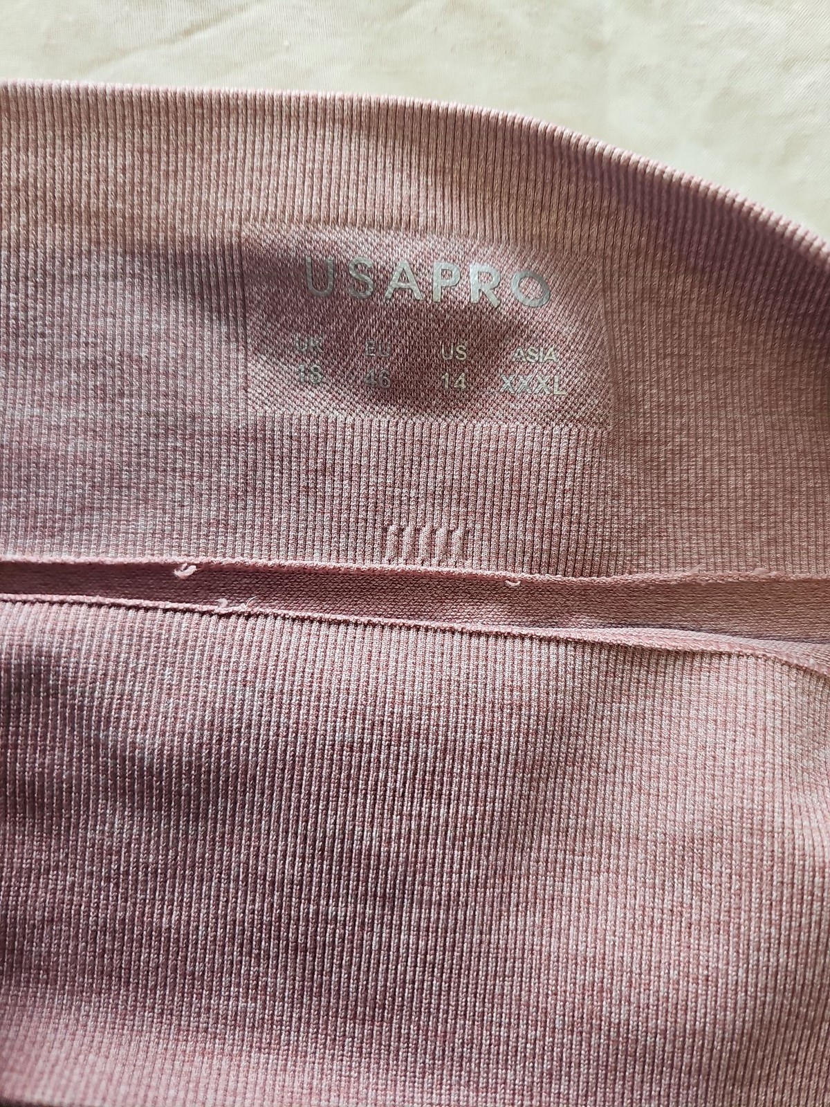 USA Pro Seamless High-Waisted Marl Leggings in Dusty Pink Uk18 727