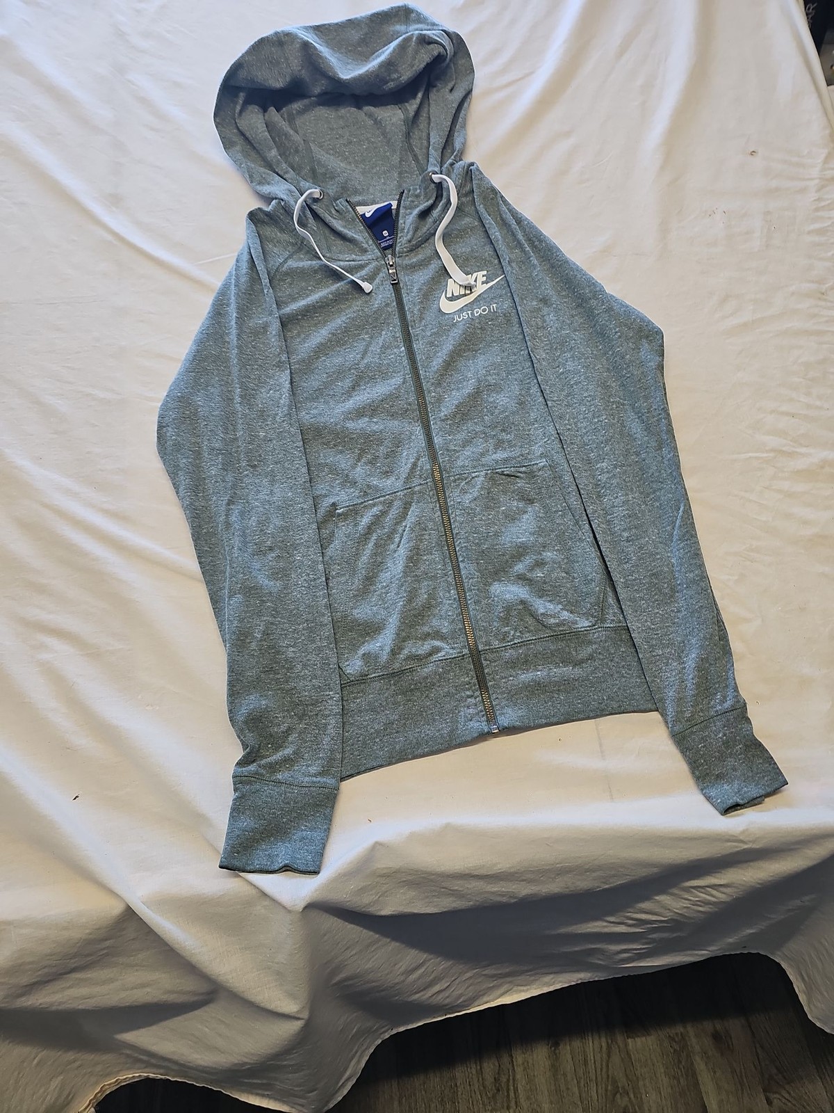 Nike Women's Heather Grey Zip-Up Hoodie 'Just Do It' Graphic AA908 - Image 3