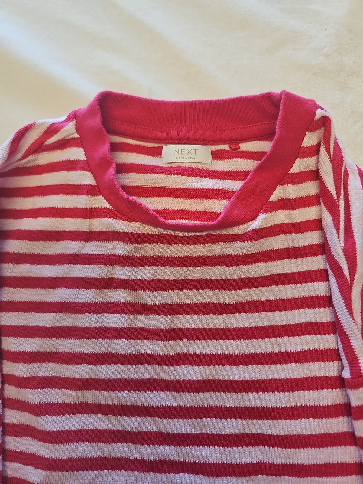 Next Pink and White Striped Long Sleeve Top approx small Y883