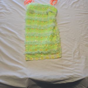 Labelrail x Pose and Repeat Neon Lime Sequin Tulle Mini Dress 12 Y884