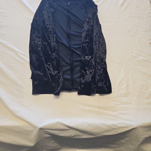 H&M Divided Black Crushed Velvet Open Front Blazer Jacket Z897