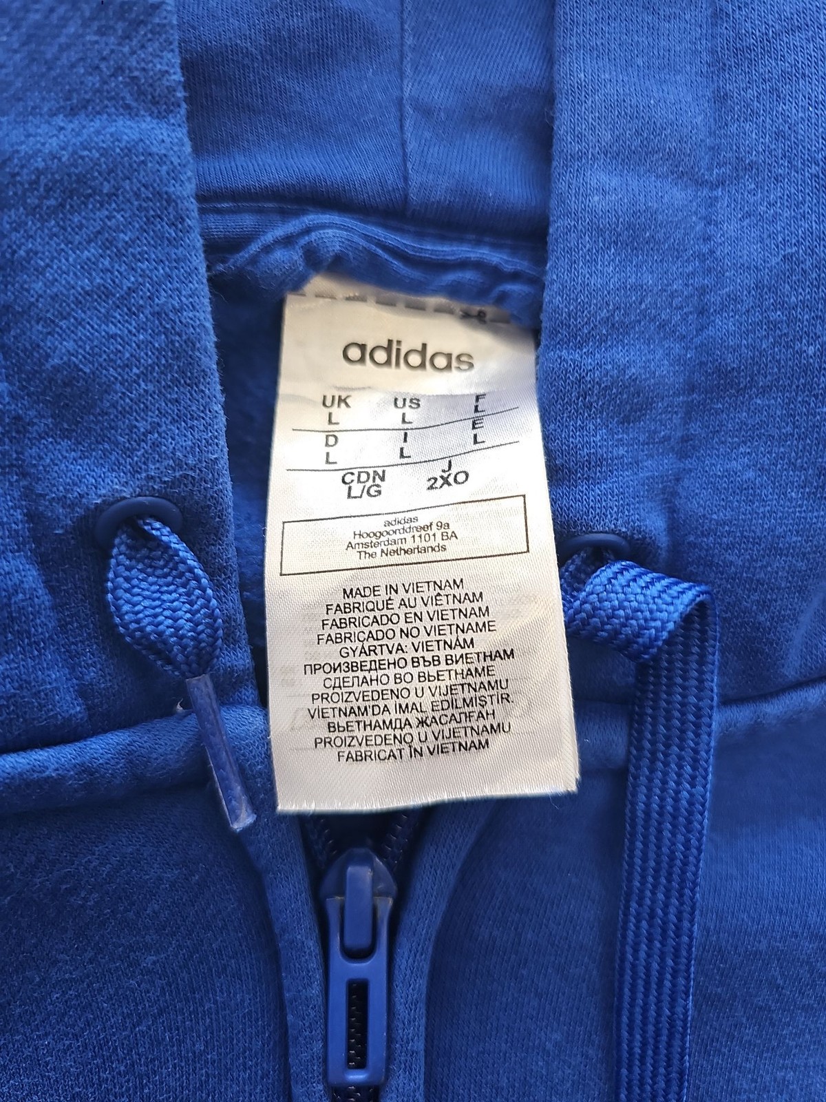 Adidas Blue Three-Stripe Full Zip Hoodie l  Z899