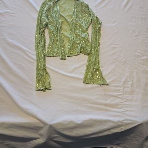 Motel Rocks Lime Green Sequin Long Sleeve Mesh Top Small Z895