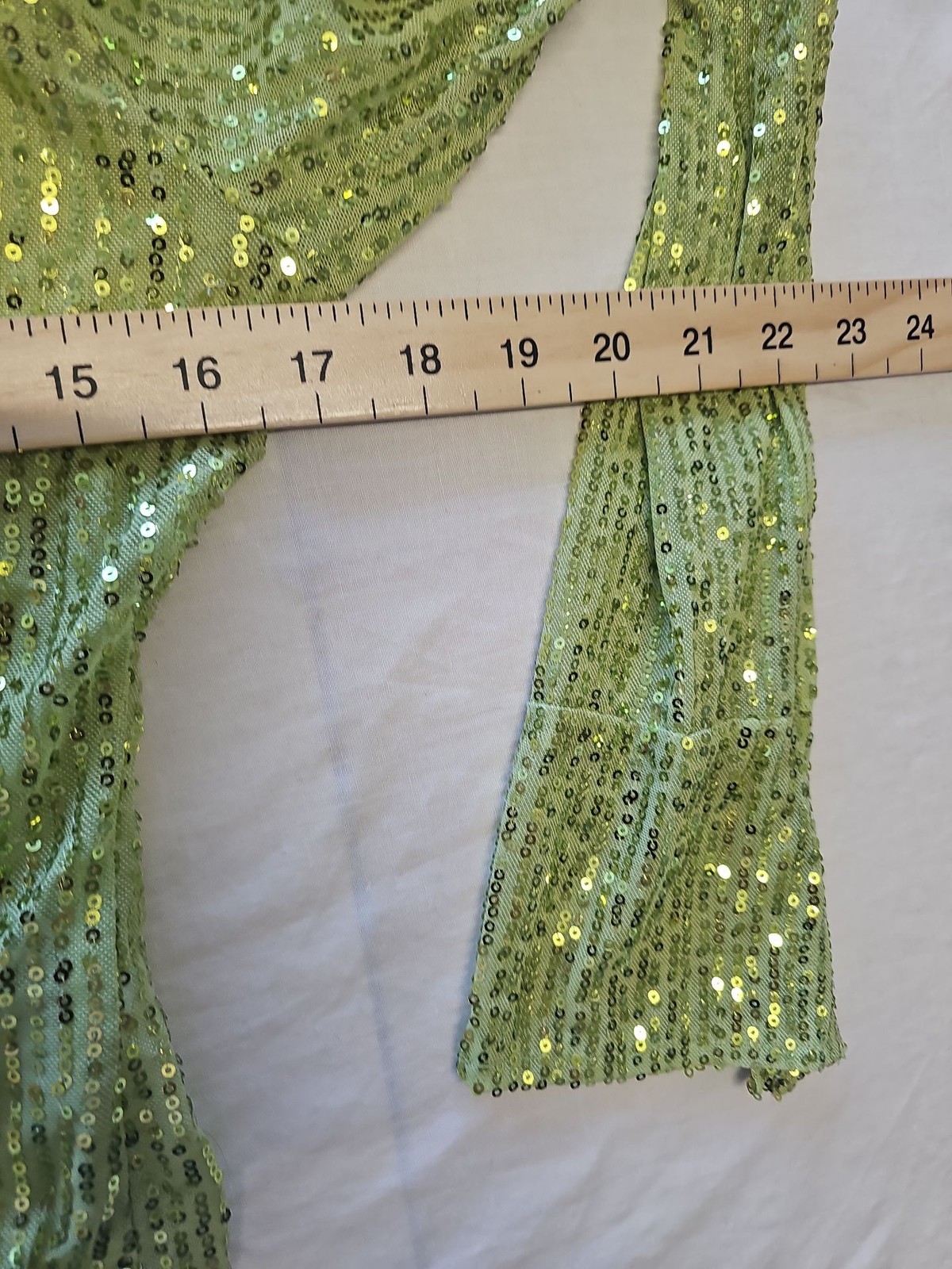 Motel Rocks Lime Green Sequin Long Sleeve Mesh Top Small Z895 - Image 5