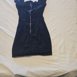 Candy Couture Black Denim Zip-Front Mini Dress 14 Y887