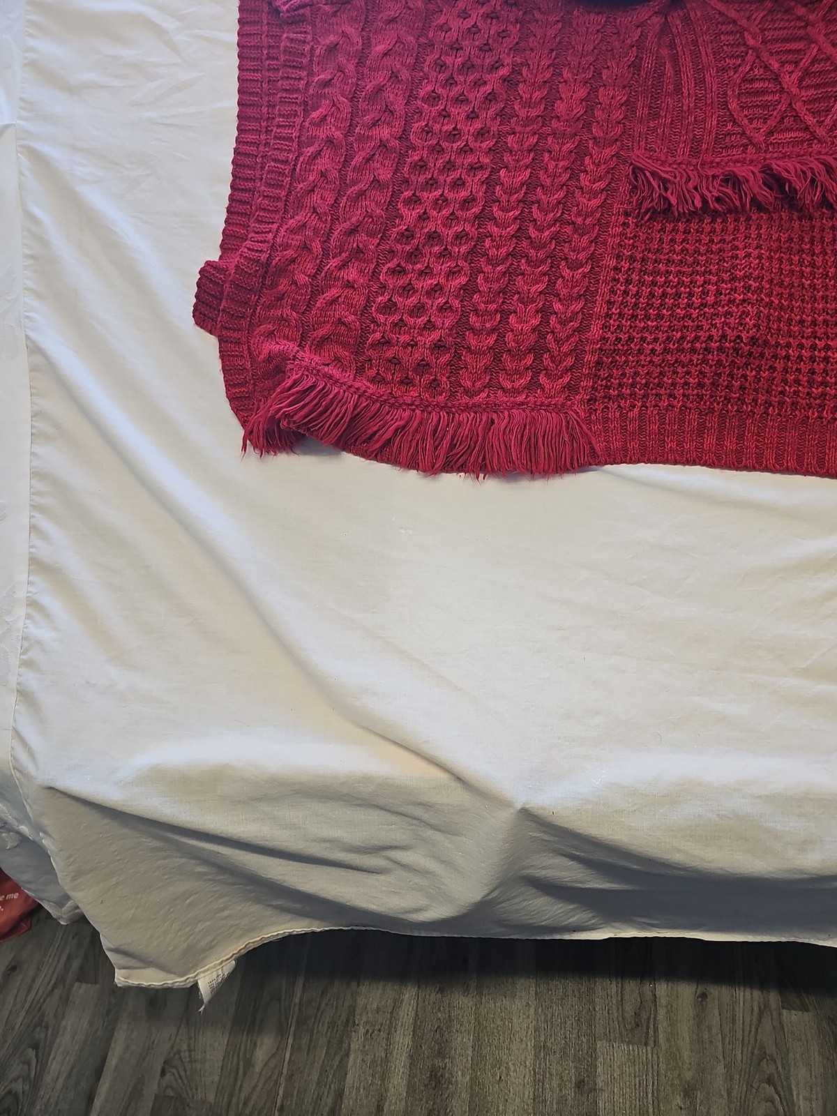 Next Red Cable Knit Turtleneck Poncho with Fringe Detail Y891 - Image 5