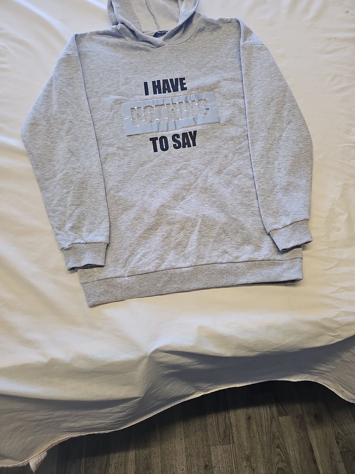 Candy Couture Grey Graphic Hoodie - 'I Have Nothing To Say' 16 Y886 - Image 3