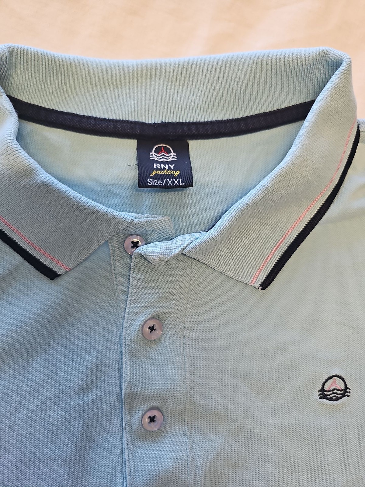 RNY Yachting Sky Blue Pique Polo Shirt XXL BB939