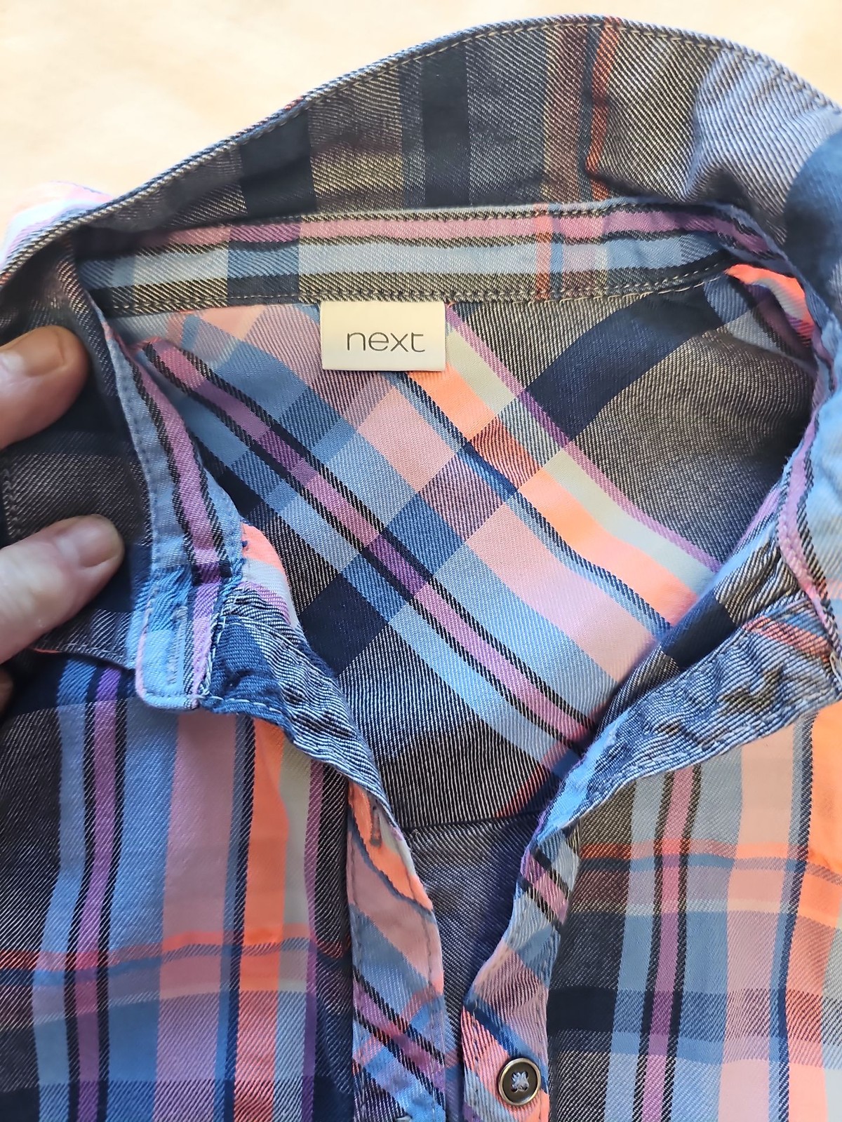 Next Checked Plaid Flannel Shirt in Blue and Pink BB932