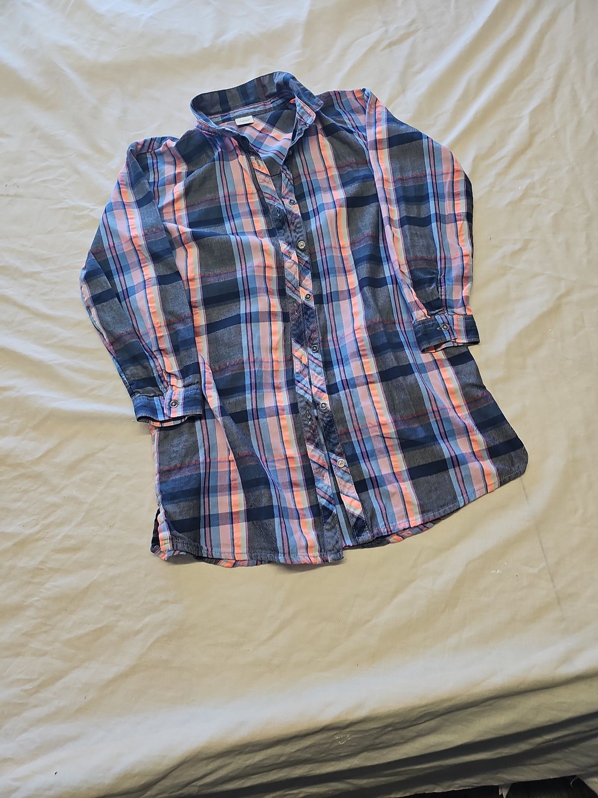 Next Checked Plaid Flannel Shirt in Blue and Pink BB932 - Image 3