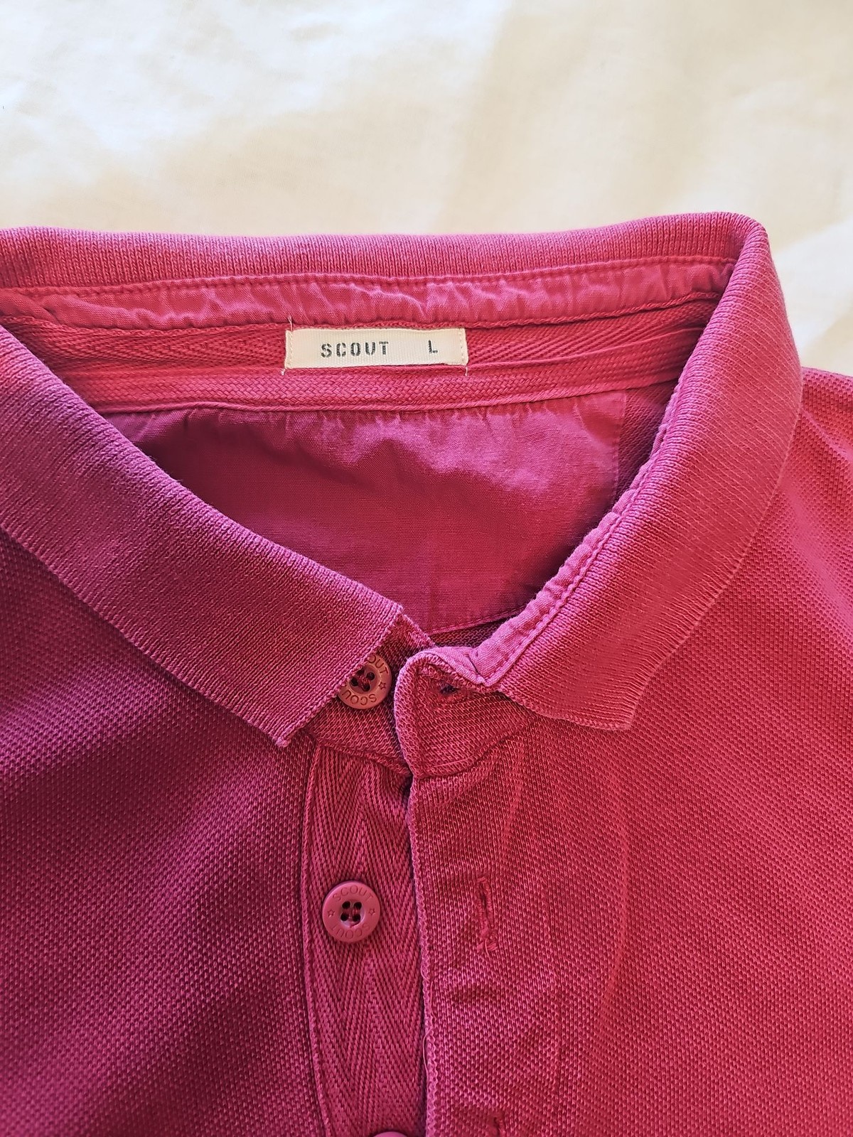 Vintage SCOUT Men’s Raspberry Pink Piqué Polo Shirt L BB936