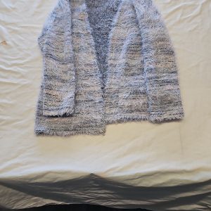 George Grey Eyelash Knit Fluffy Open Front Cardigan M  BB925