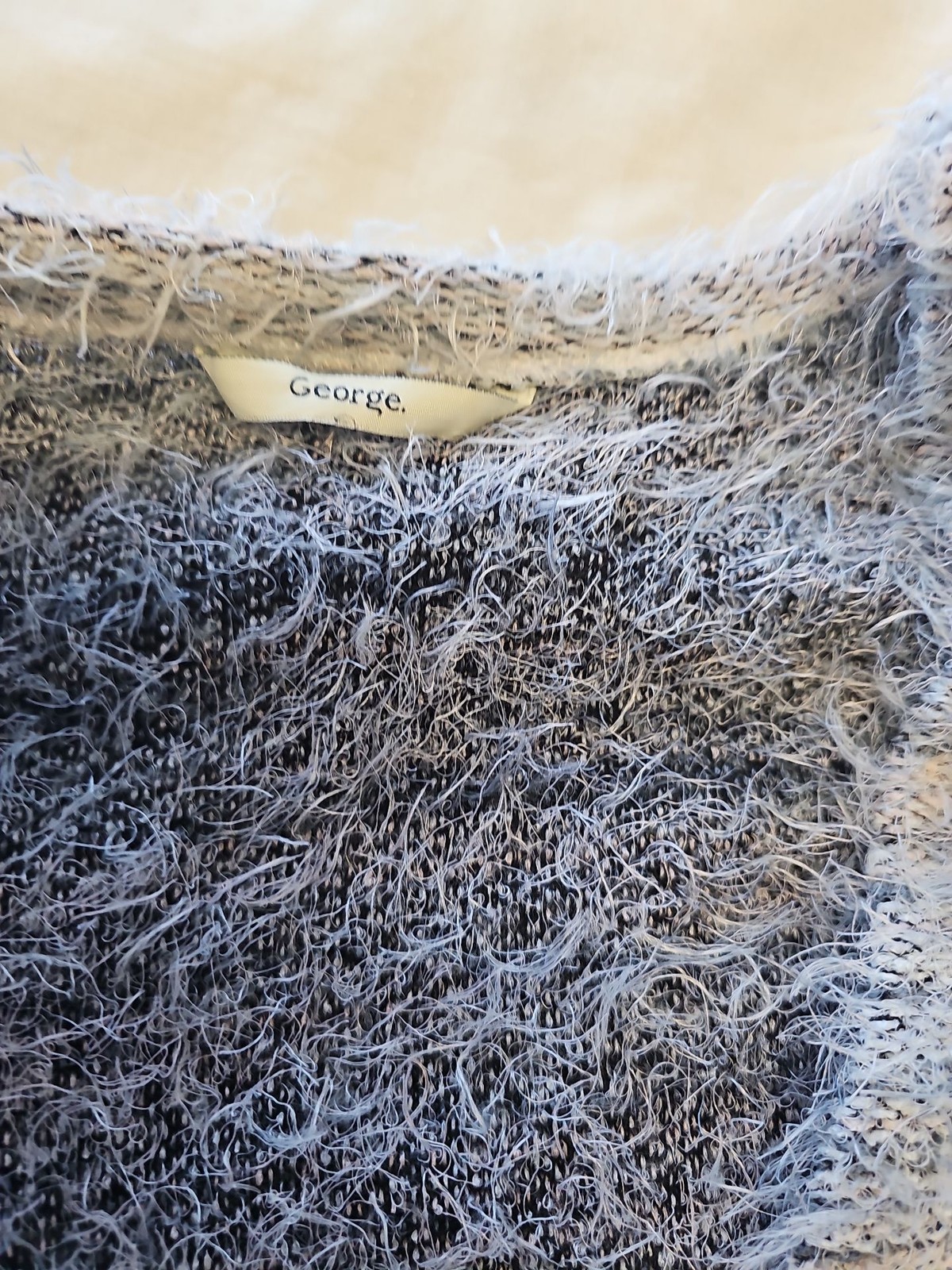 George Grey Eyelash Knit Fluffy Open Front Cardigan M  BB925