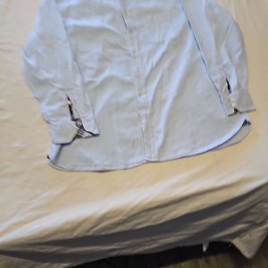 Van Laack Sport Men's Sky Blue Oxford Shirt with Plaid Trim xxl BB928
