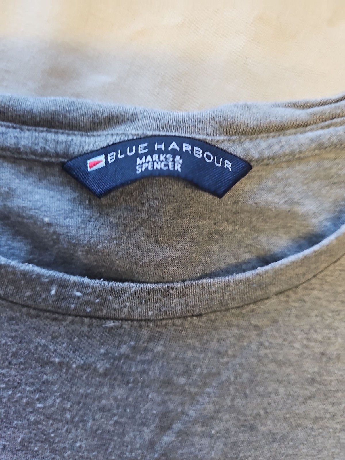 Marks & Spencer Blue Harbour Grey Marl Cotton T-Shirt approx L BB830