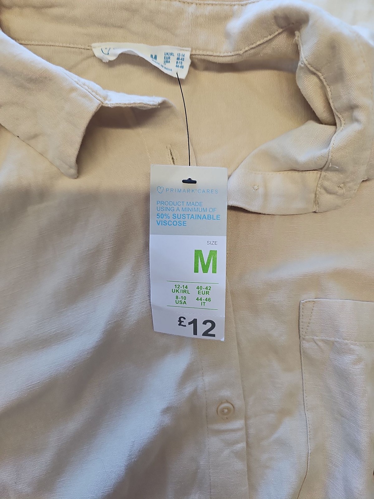 New Primark Cares Beige Viscose Blend Shirt BB931