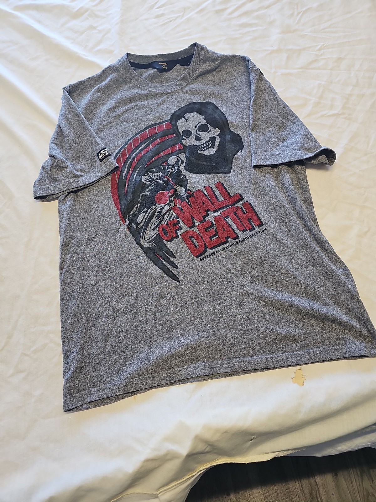 Superdry Wall of Death Skull Graphic T-Shirt Grey Marl AA922 - Image 3