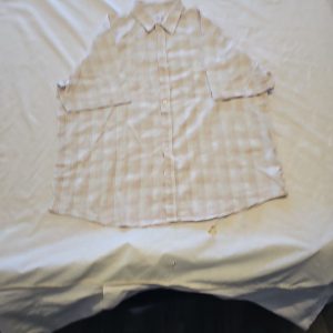 Tu Linen Rich Beige Check Short Sleeve Shirt XXL AA918
