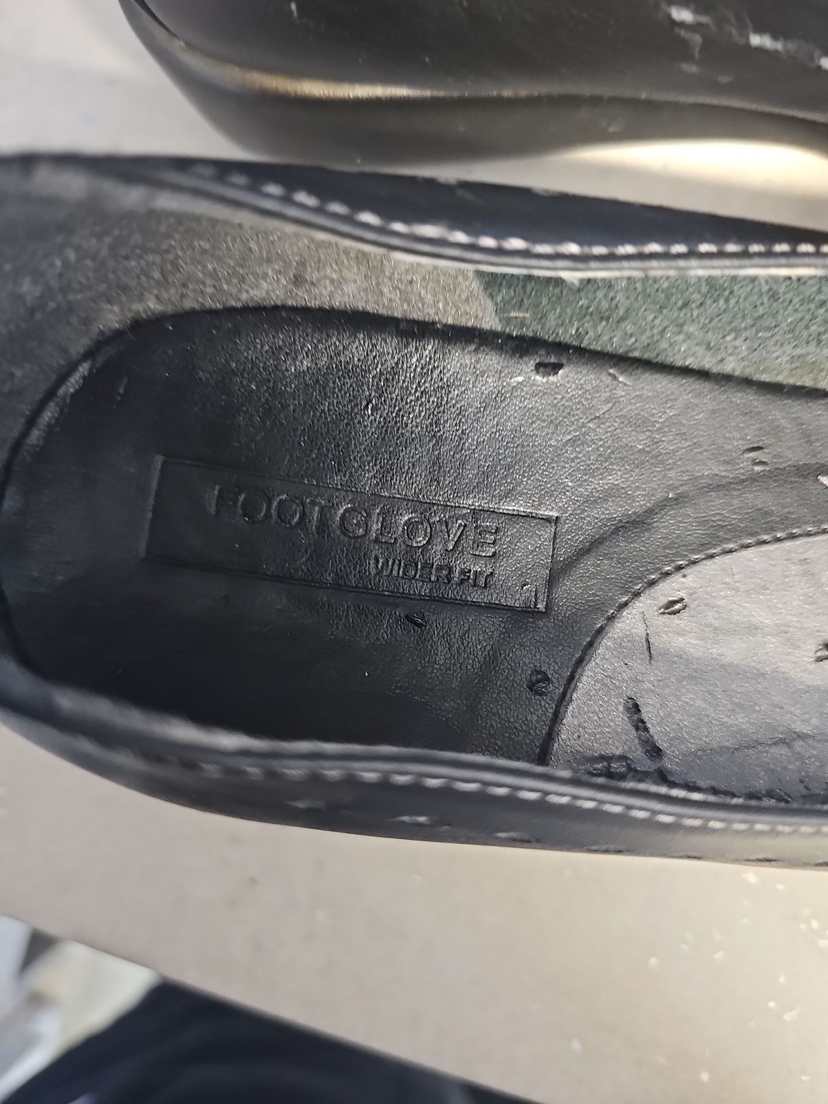 Footglove Wider Fit Black Leather Wedge Loafers 5.5 EE978