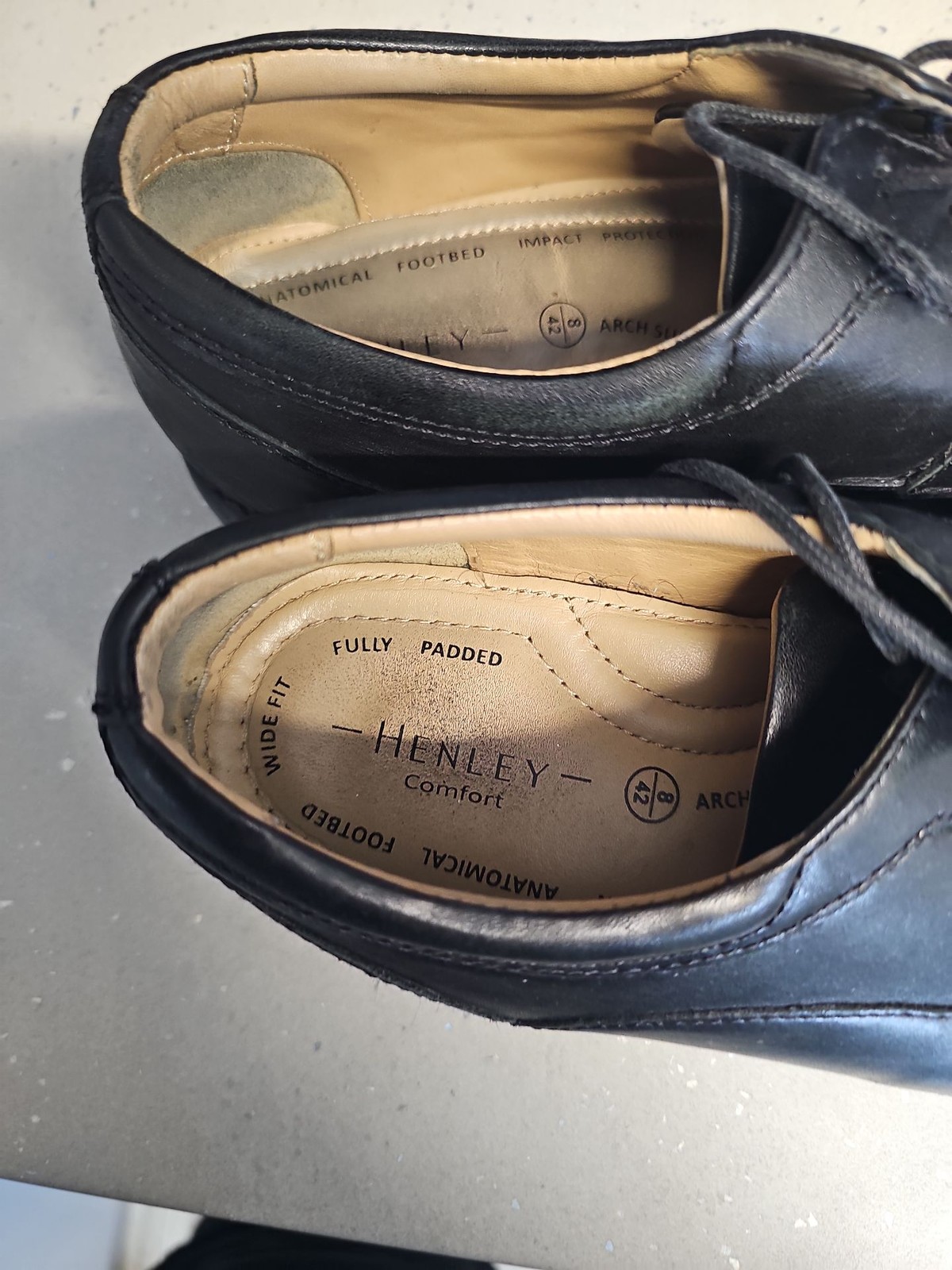 Henley Comfort Men’s Black Leather Wide Fit Derby Shoes Size UK 8 / EU 42 EE977