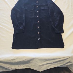 I Saw It First Black Velvet Corduroy Shirt Dress FF413