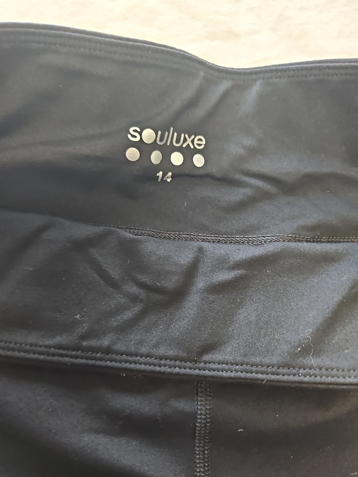 Souluxe Women’s Black High-Waisted Activewear Leggings Size 14 O744