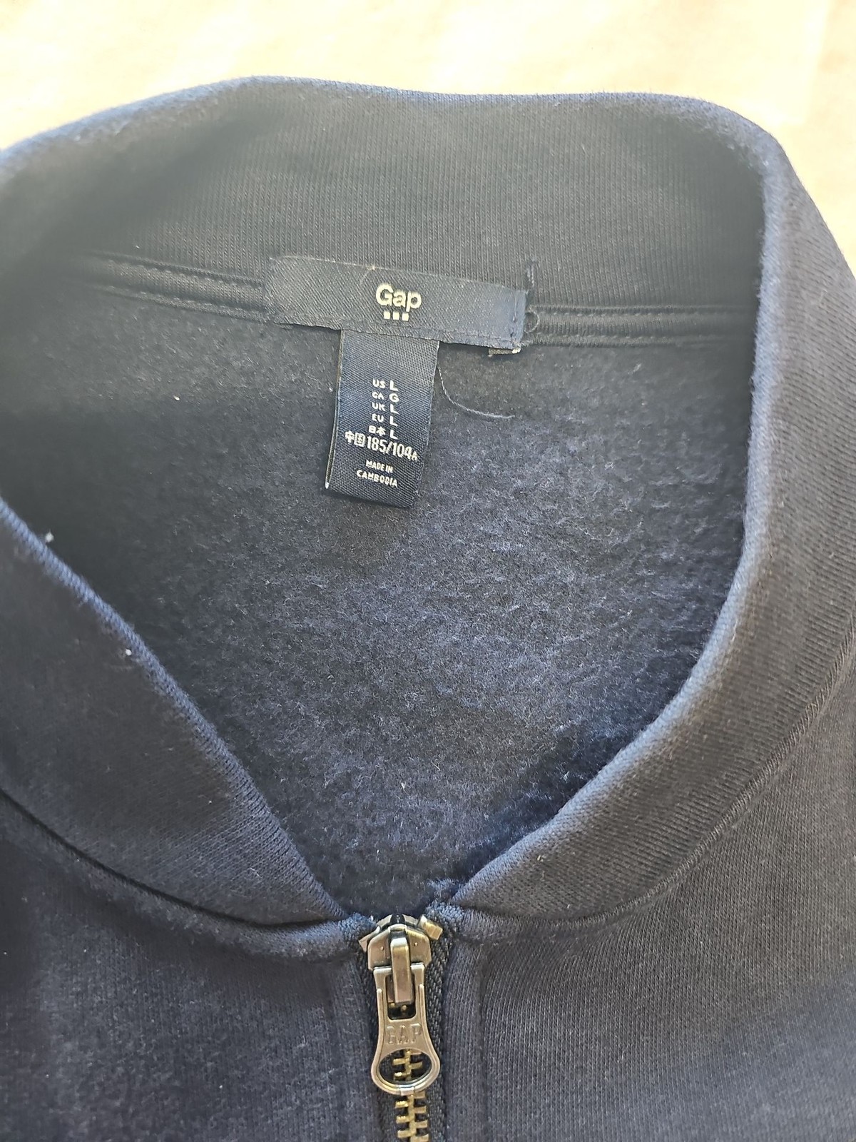 Gap Men’s Navy Blue Bomber Style Zip-Up Sweatshirt Jacket size L DD970.