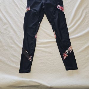 Athletic Works Black Mesh Floral Performance Leggings S  O742